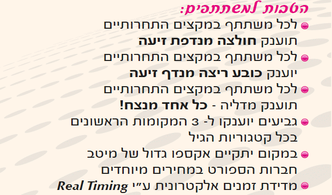 הטבות המשתתפים במרוץ ראש העין 2019